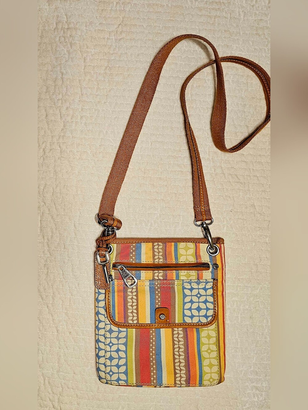 Fossil Striped Multicolor Crossbody Shoulder Bag